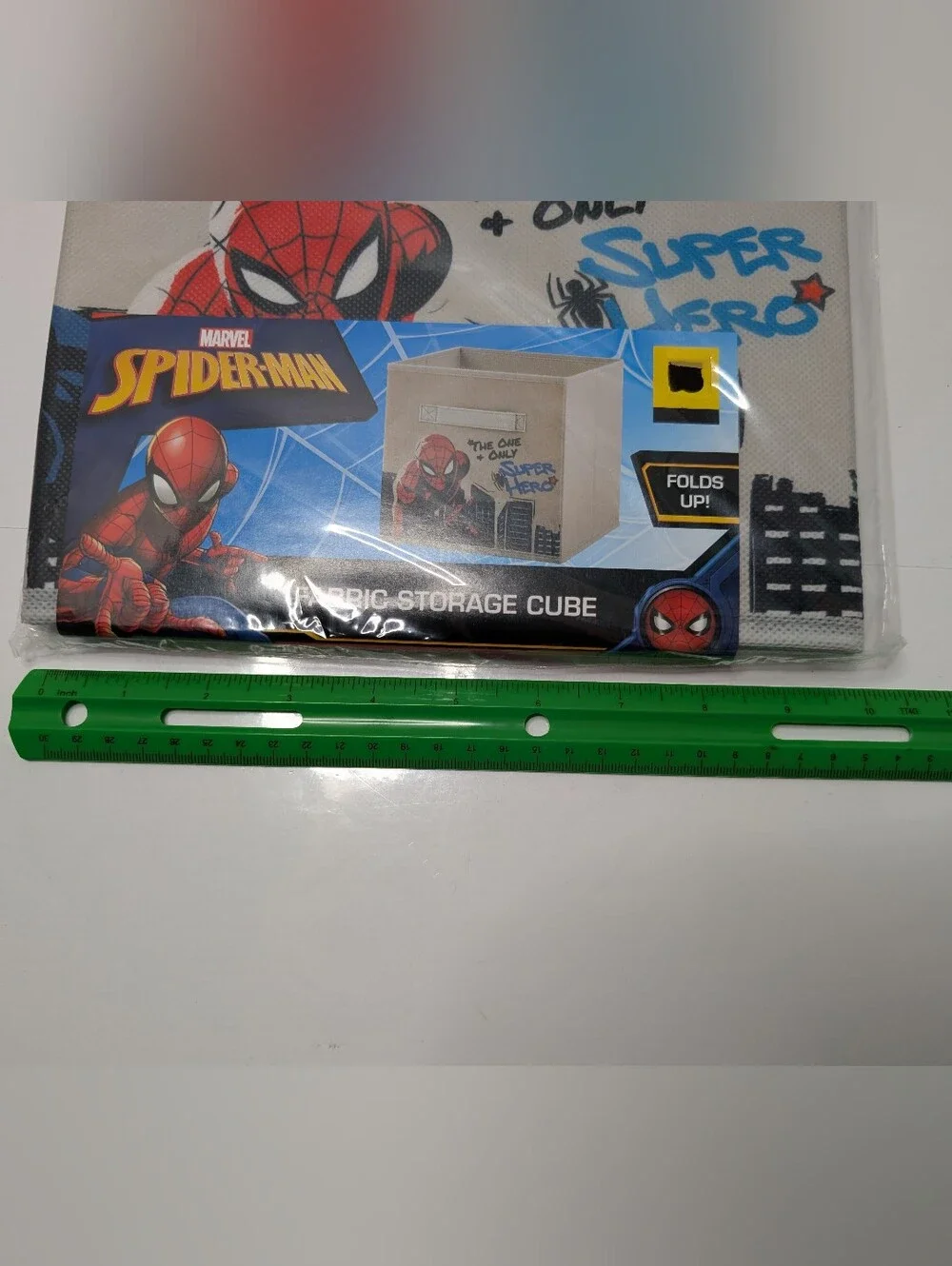 Marvel Spider-Man Fabric Storage Cube - White with Red & Blue Graphics